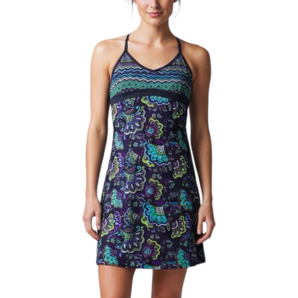 Athleta XS Athletic Dress Paisley Racerback Built‎ In Bra Stretch Sport Travel
